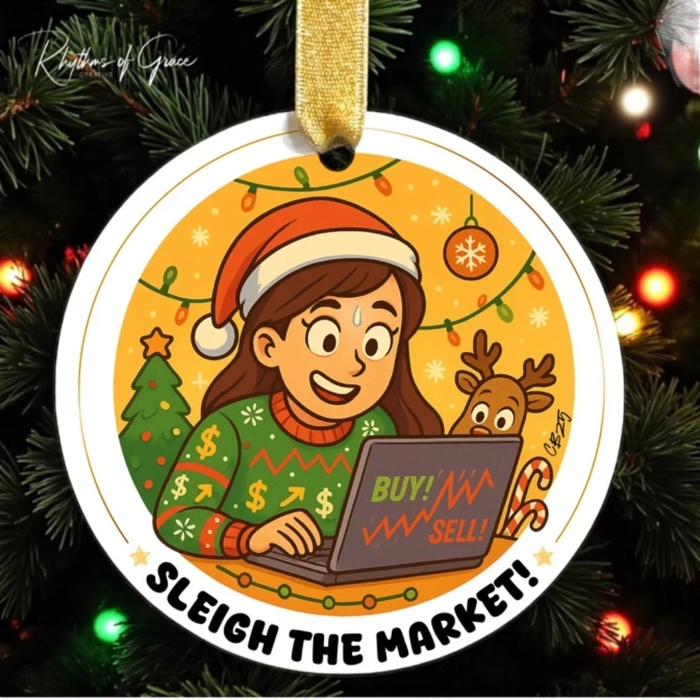 SLEIGH THE MARKET Christmas Ornament - For the Stock Market Whiz! Personalized